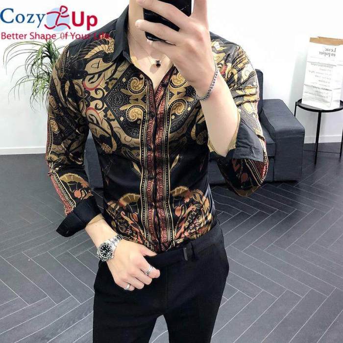 Black and gold men's dress shirt