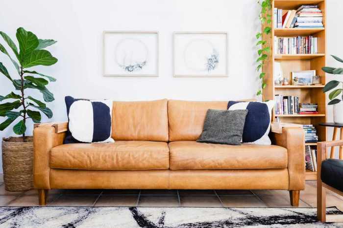 How to decorate living room with leather furniture